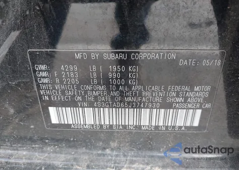 2018 Subaru Impreza 2.0I Premium z USA, uszkodzony, nr VIN 4S3GTAD65J3747930